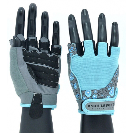 Перчатки для фитнеса Onhill X10, серо-голубые (замша) 